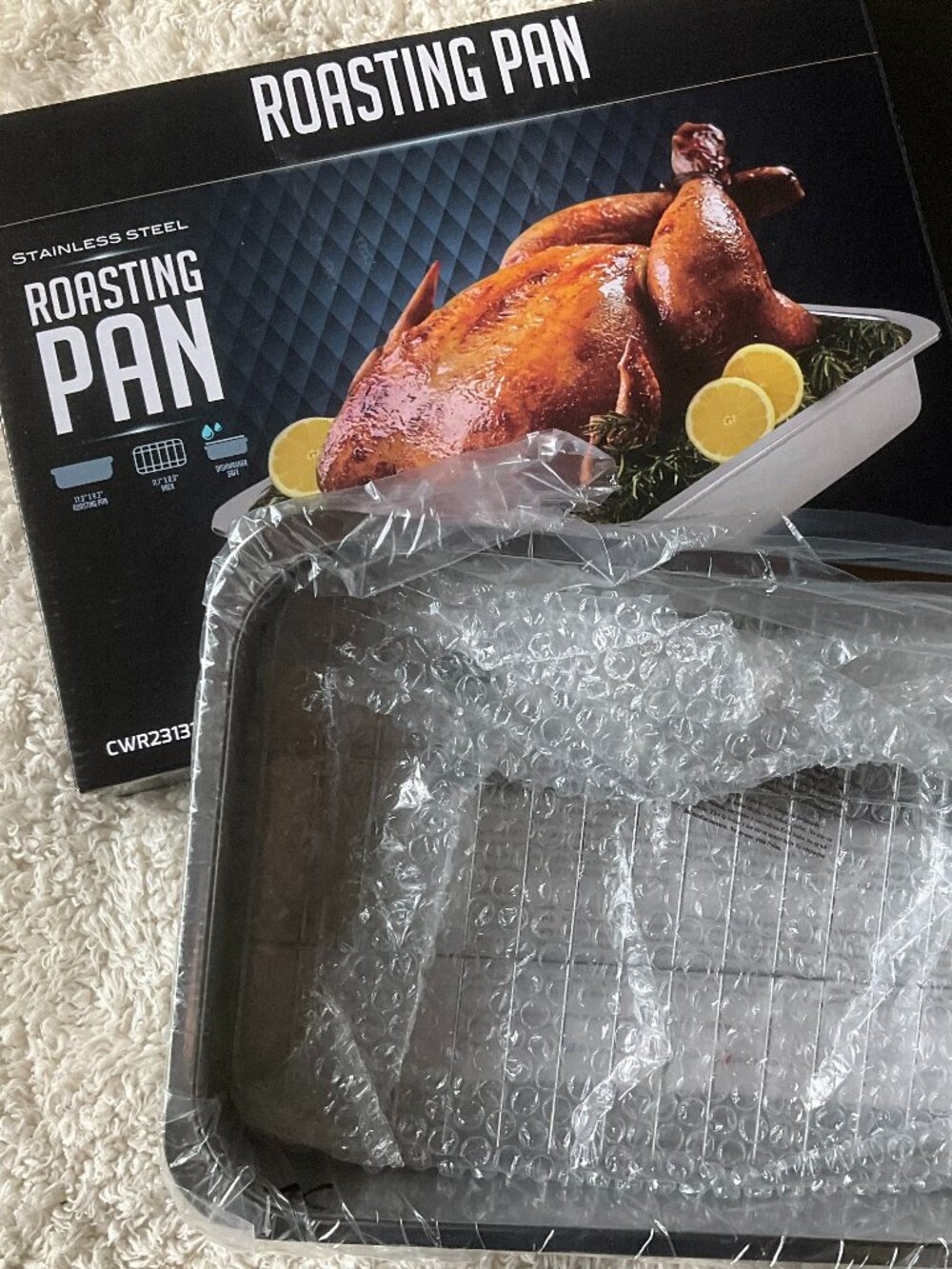 OVENTE 13x9.4 Inch Nonstick Stainless Steel Roasting Pan & Flat Rack - CWR23131S